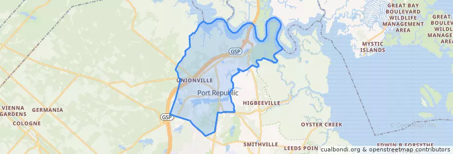 Mapa de ubicacion de Port Republic.