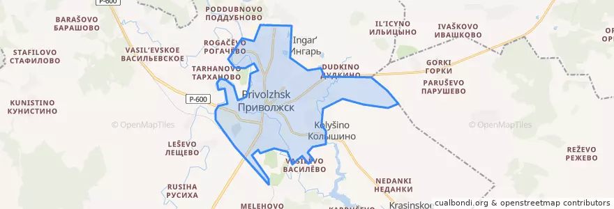 Mapa de ubicacion de Приволжское городское поселение.