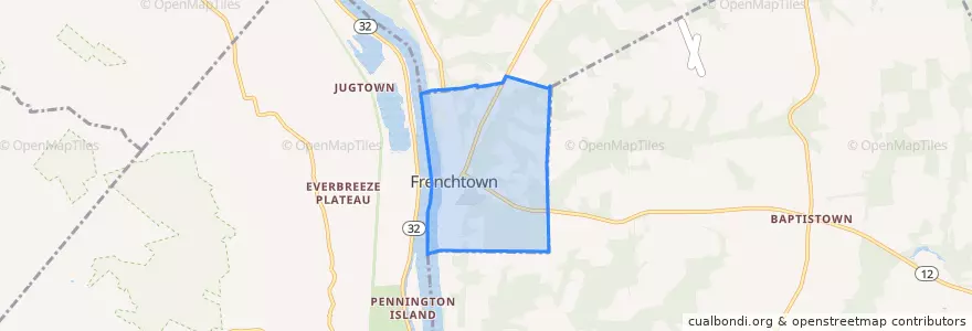 Mapa de ubicacion de Frenchtown.