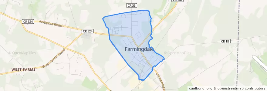 Mapa de ubicacion de Farmingdale.