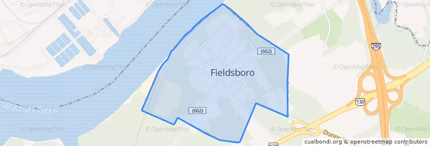 Mapa de ubicacion de Fieldsboro.