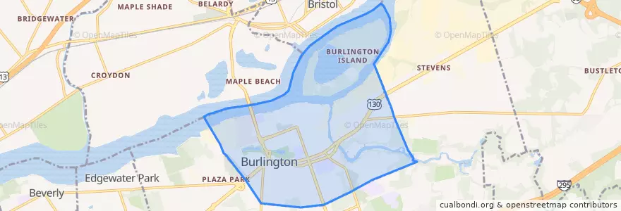 Mapa de ubicacion de Burlington City.