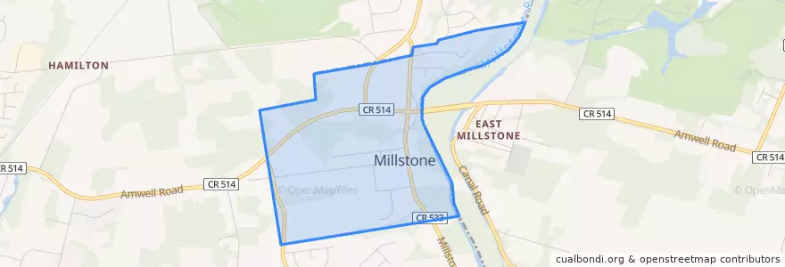 Mapa de ubicacion de Millstone.