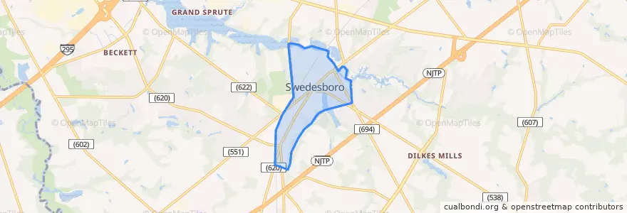 Mapa de ubicacion de Swedesboro.