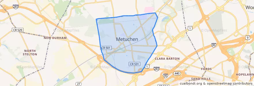 Mapa de ubicacion de Metuchen.