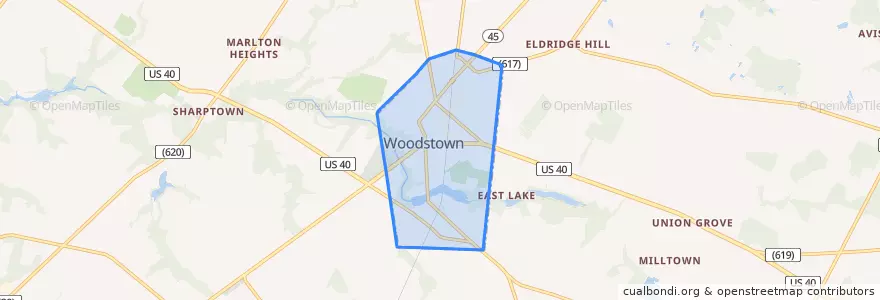 Mapa de ubicacion de Woodstown.