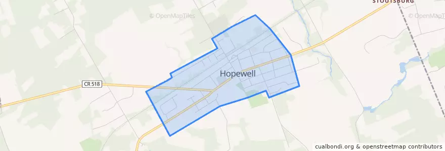 Mapa de ubicacion de Hopewell.