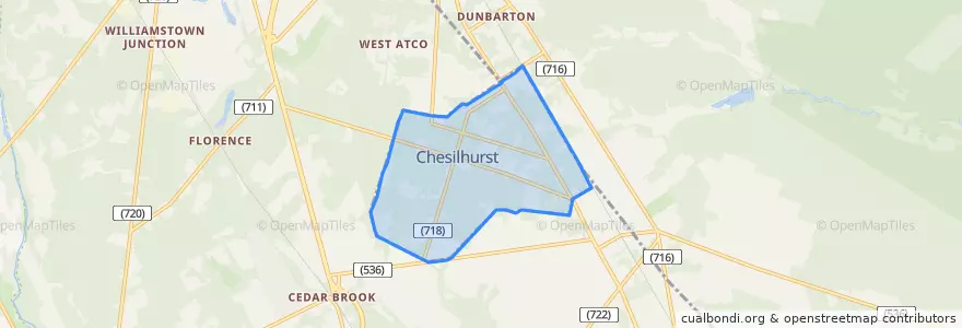 Mapa de ubicacion de Chesilhurst.