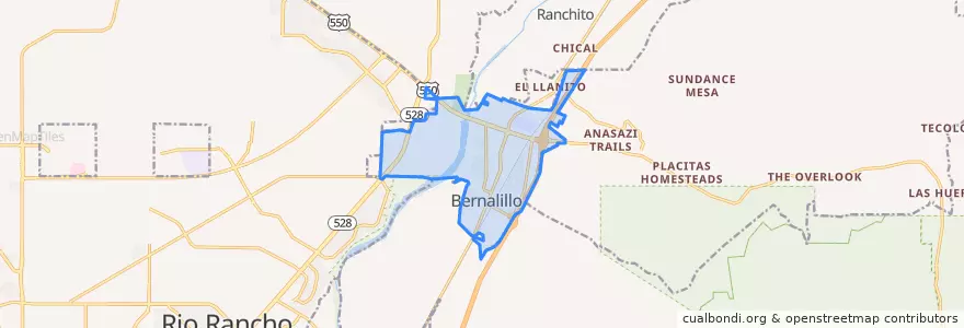 Mapa de ubicacion de Bernalillo.