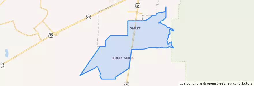Mapa de ubicacion de Boles Acres.