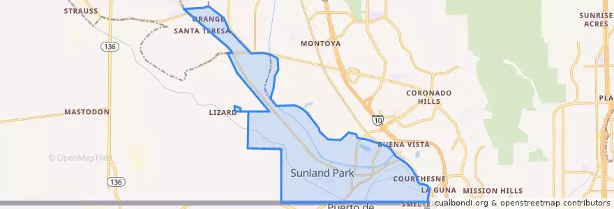 Mapa de ubicacion de Sunland Park.