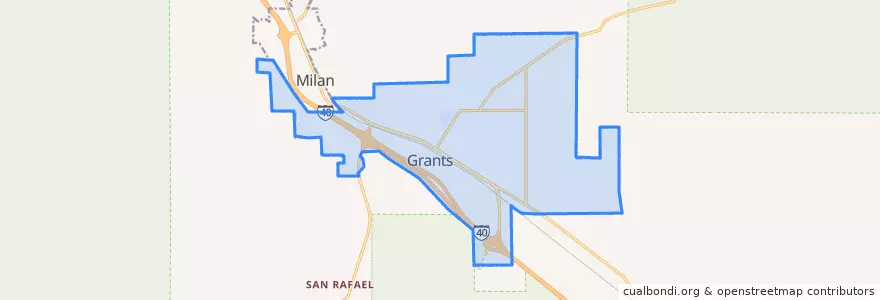 Mapa de ubicacion de Grants.