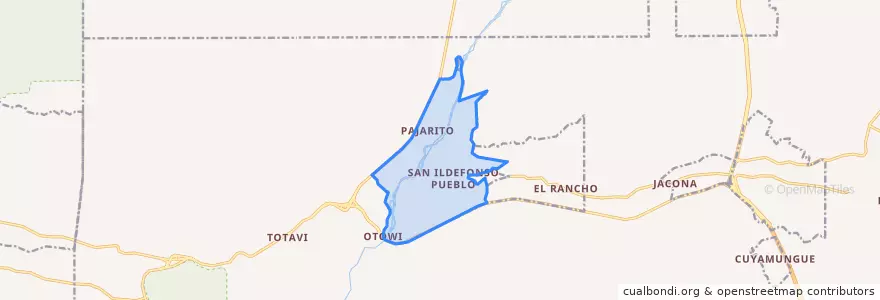 Mapa de ubicacion de San Ildefonso Pueblo.