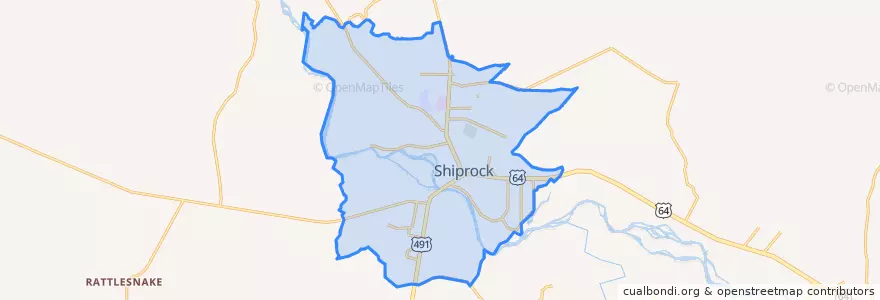 Mapa de ubicacion de Shiprock.