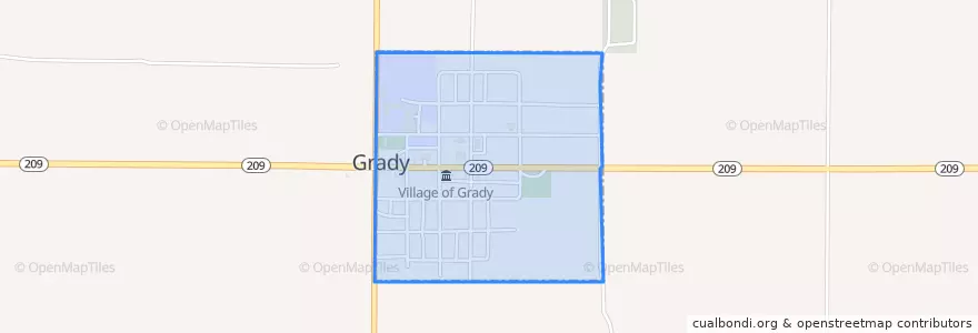 Mapa de ubicacion de Grady.