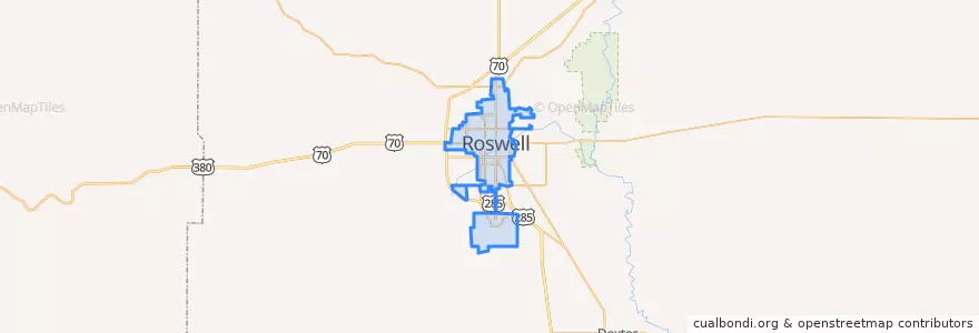 Mapa de ubicacion de Roswell.