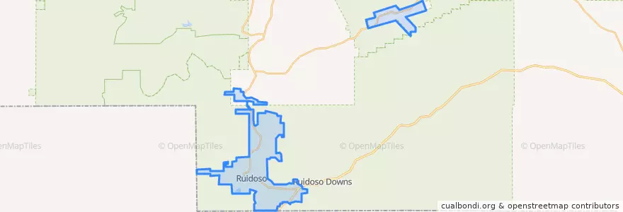 Mapa de ubicacion de Ruidoso.