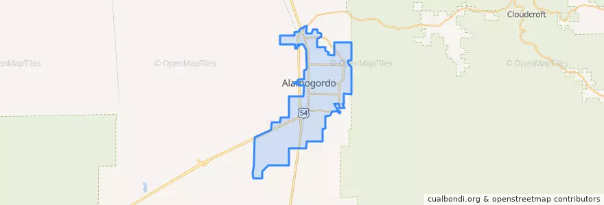 Mapa de ubicacion de Alamogordo.