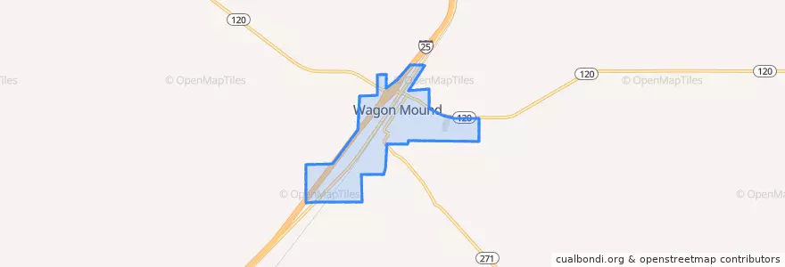 Mapa de ubicacion de Wagon Mound.
