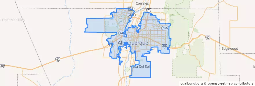 Mapa de ubicacion de Albuquerque.