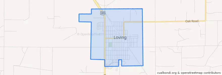 Mapa de ubicacion de Loving.