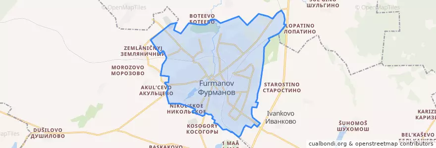 Mapa de ubicacion de Фурмановское городское поселение.