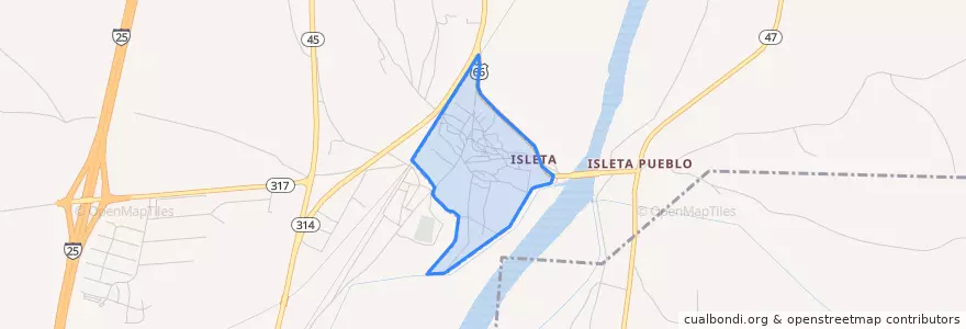 Mapa de ubicacion de Isleta Village Proper.