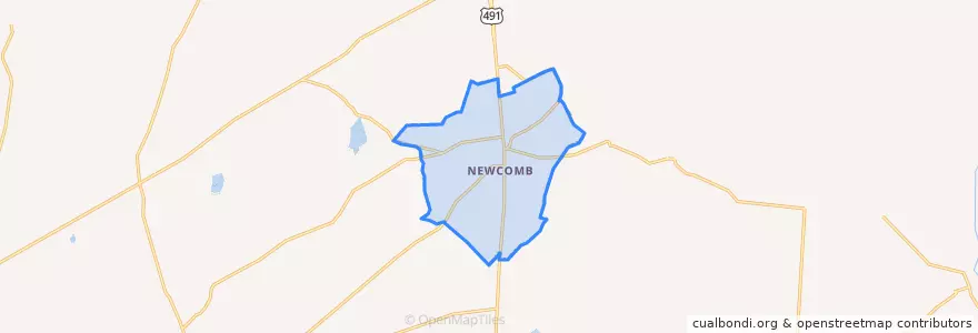 Mapa de ubicacion de Newcomb.