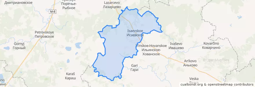 Mapa de ubicacion de Исаевское сельское поселение.