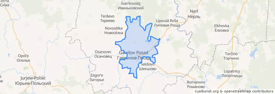 Mapa de ubicacion de Гаврилово-Посадское городское поселение.