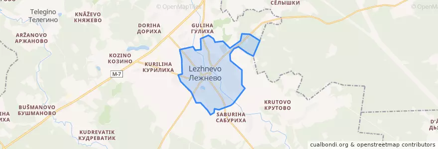 Mapa de ubicacion de Лежневское городское поселение.