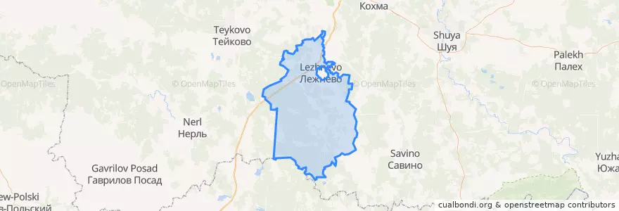 Mapa de ubicacion de Лежневское сельское поселение.