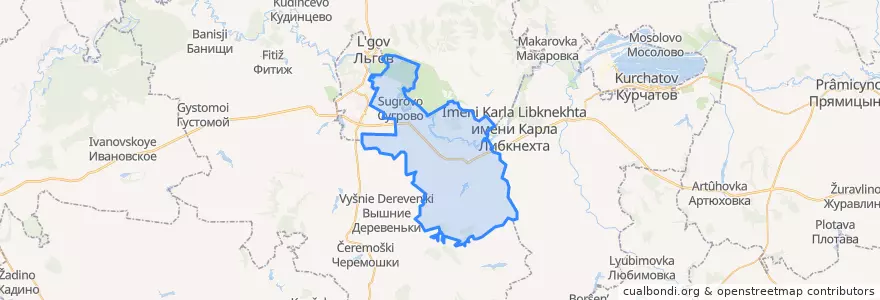 Mapa de ubicacion de Большеугонский сельсовет.