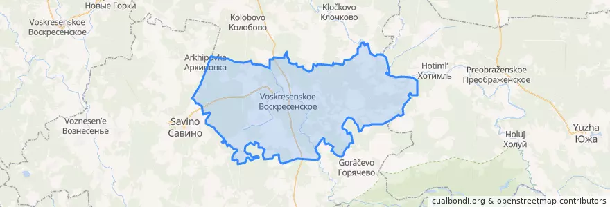 Mapa de ubicacion de Воскресенское сельское поселение.