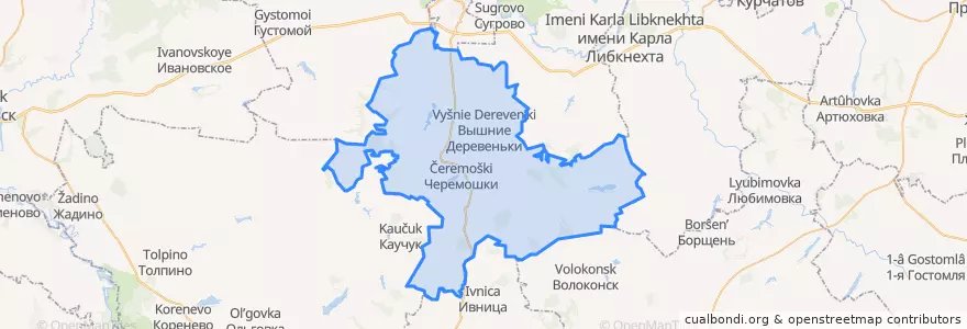 Mapa de ubicacion de Вышнедеревенский сельсовет.