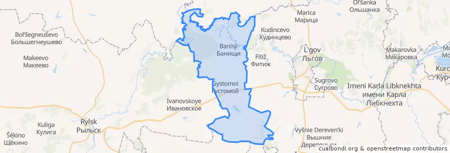 Mapa de ubicacion de Густомойский сельсовет.