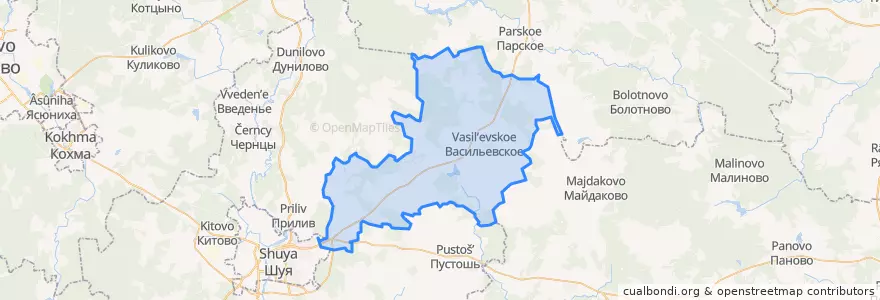 Mapa de ubicacion de Васильевское сельское поселение.
