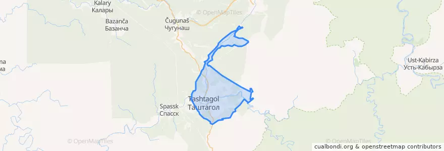 Mapa de ubicacion de Таштагольское городское поселение.