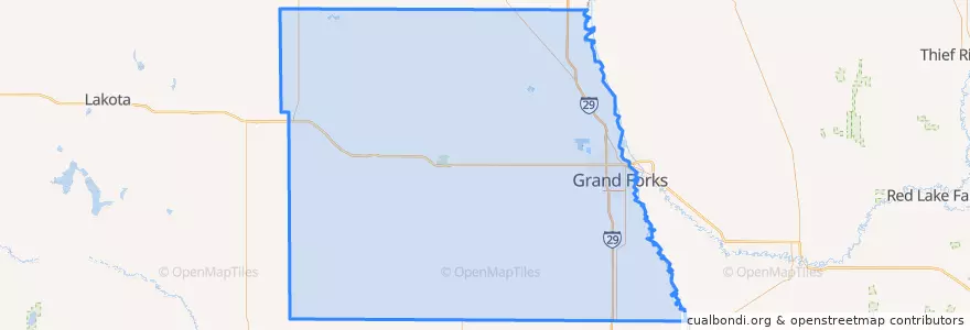 Mapa de ubicacion de Grand Forks County.