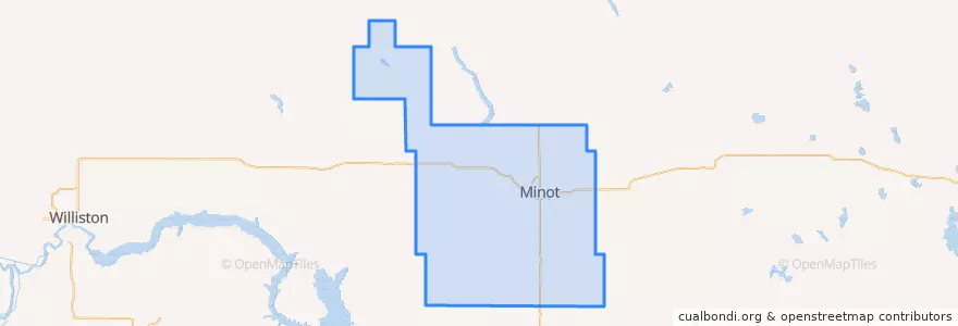 Mapa de ubicacion de Ward County.