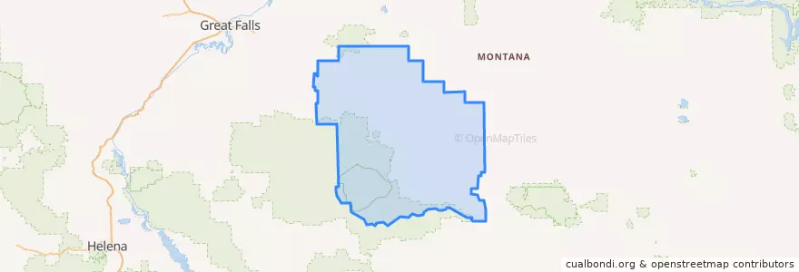 Mapa de ubicacion de Judith Basin County.