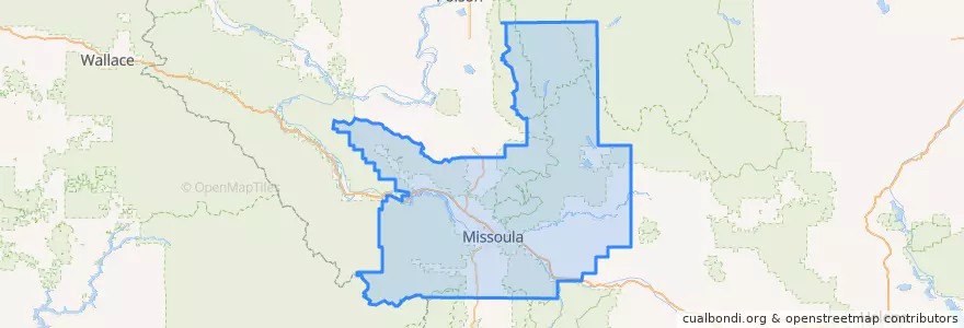 Mapa de ubicacion de Missoula County.