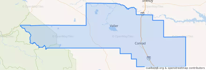 Mapa de ubicacion de Pondera County.