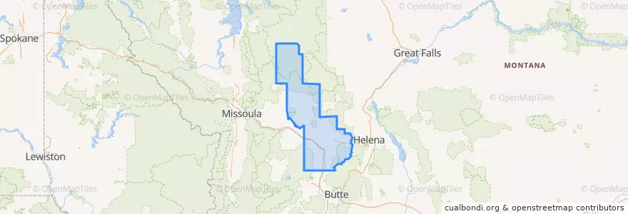 Mapa de ubicacion de Powell County.