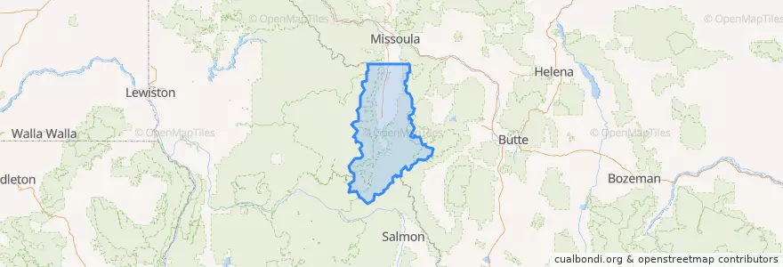 Mapa de ubicacion de Ravalli County.