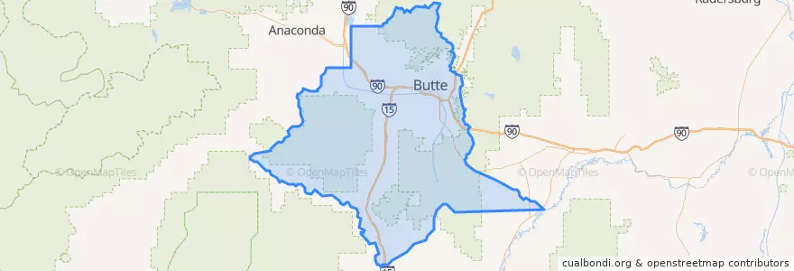 Mapa de ubicacion de Silver Bow County.