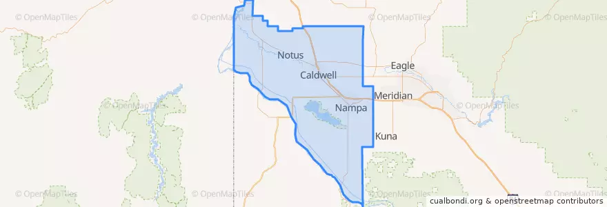 Mapa de ubicacion de Canyon County.