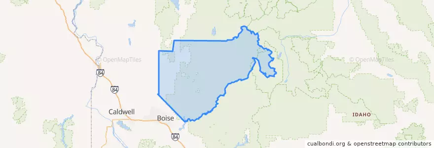 Mapa de ubicacion de Boise County.
