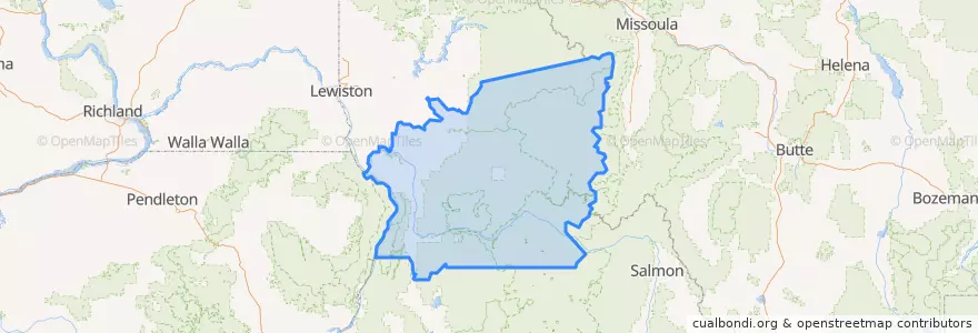 Mapa de ubicacion de Idaho County.