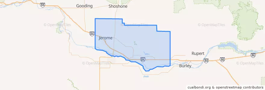 Mapa de ubicacion de Jerome County.